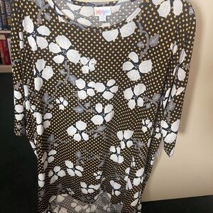 LuLaRoe Black and Gold Floral Top